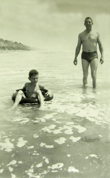 007 - your great grandfather, Richard Edwin Weaver, and my brother Lonnie, enjoying the California surf.