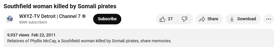 Southfield woman killed by Somali pirates